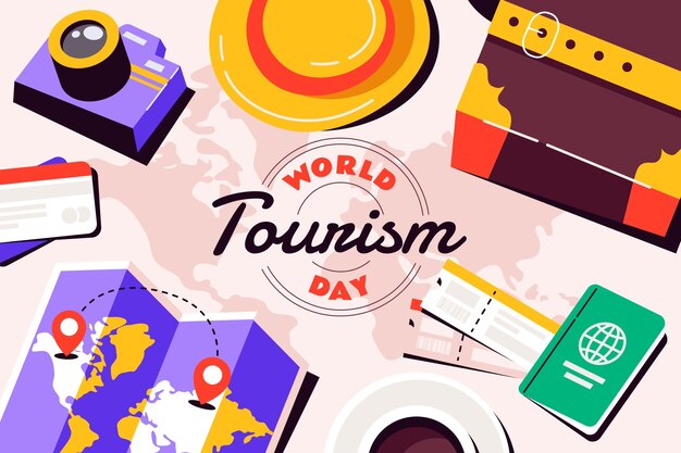 Flat background for world tourism day celebration