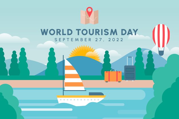 Flat background for world tourism day celebration