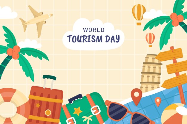 Flat background for world tourism day celebration