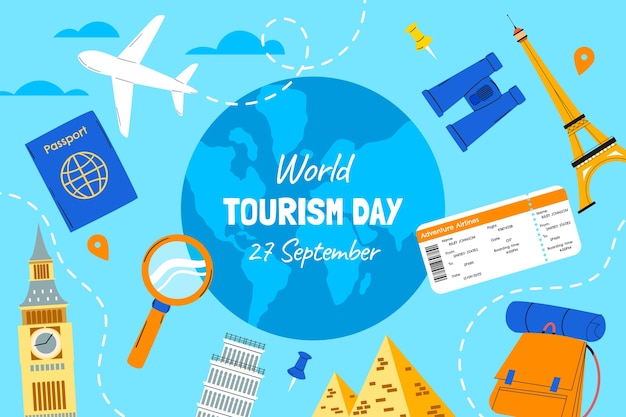 Free vector flat background for world tourism day celebration