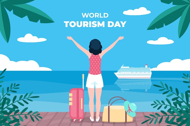 Free vector flat background for world tourism day celebration