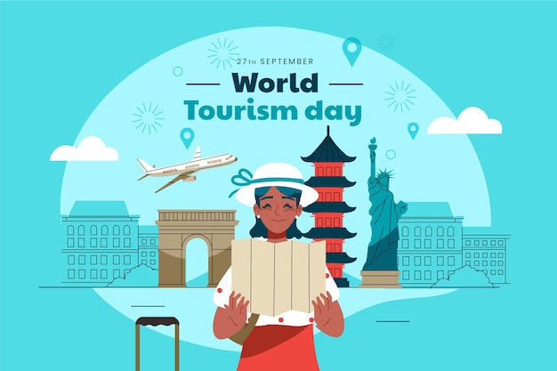 Free vector flat background for world tourism day celebration