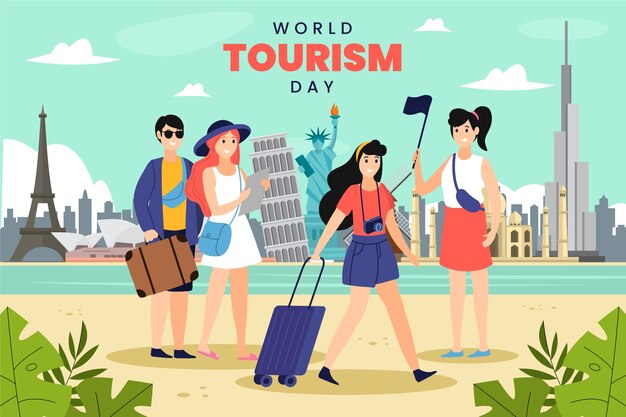 Flat background for world tourism day celebration