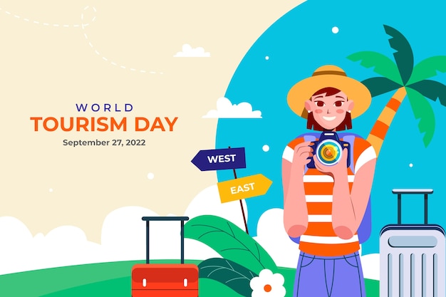 Flat background for world tourism day celebration