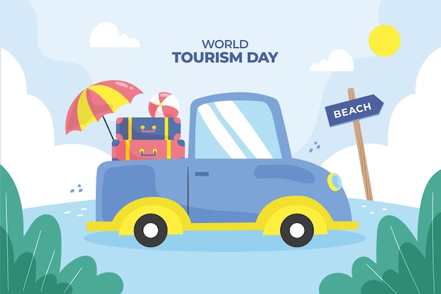 Free vector flat background for world tourism day celebration