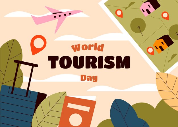 Flat background for world tourism day celebration