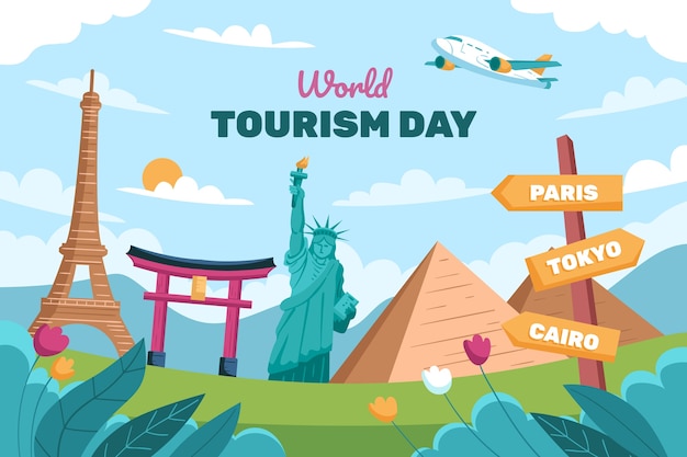 Flat background for world tourism day celebration