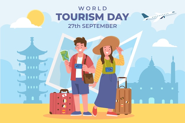 Flat background for world tourism day celebration