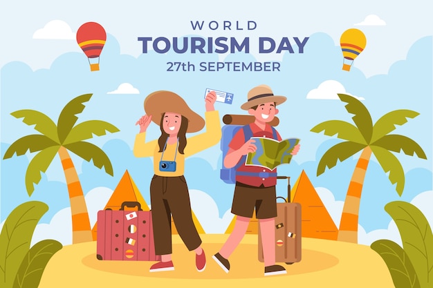 Flat background for world tourism day celebration