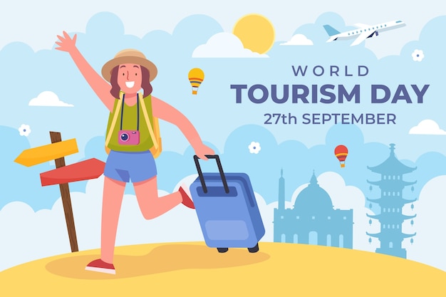 Flat background for world tourism day celebration