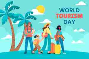 Free vector flat background for world tourism day celebration