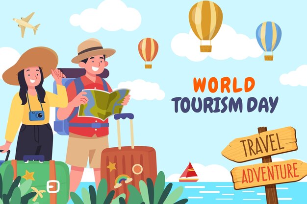 Free vector flat background for world tourism day celebration