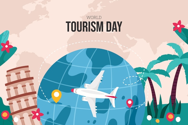 Free vector flat background for world tourism day celebration