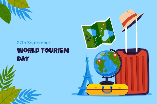 Flat background for world tourism day