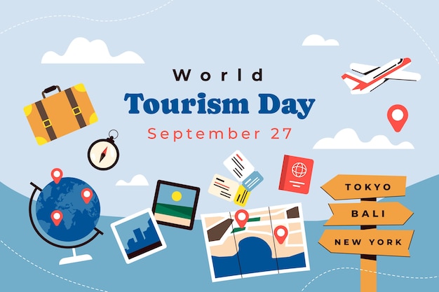 Flat background for world tourism day