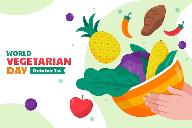 Flat background for world vegetarian day
