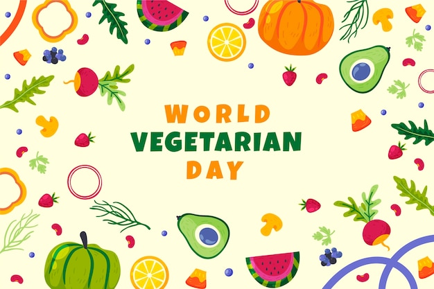 Free vector flat background for world vegetarian day