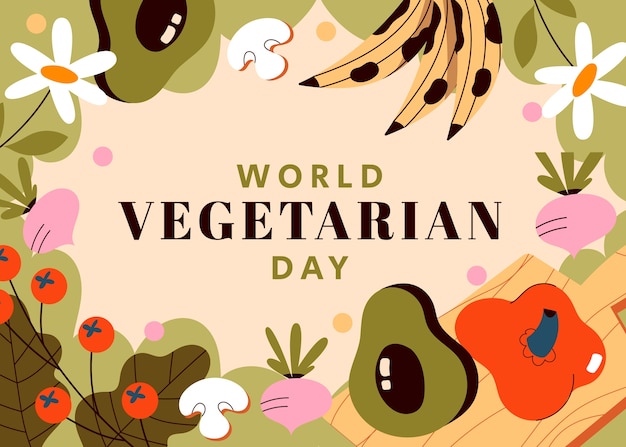 Free vector flat background for world vegetarian day