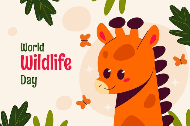 Flat background for world wildlife day