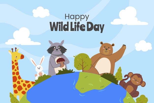 Flat background for world wildlife day