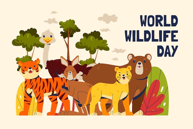 Free vector flat background for world wildlife day