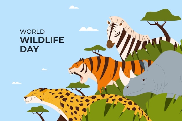 Flat background for world wildlife day