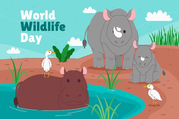 Free vector flat background for world wildlife day