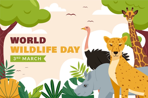 Free vector flat background for world wildlife day