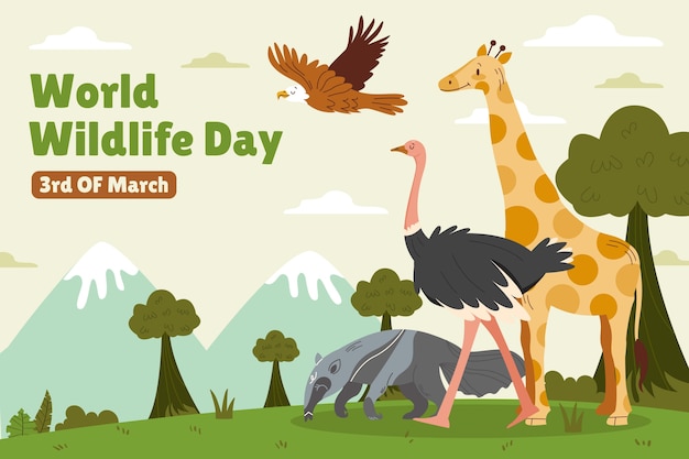 Free vector flat background for world wildlife day