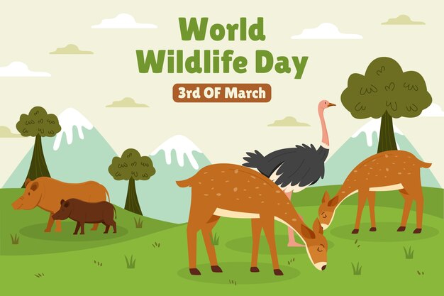 Flat background for world wildlife day