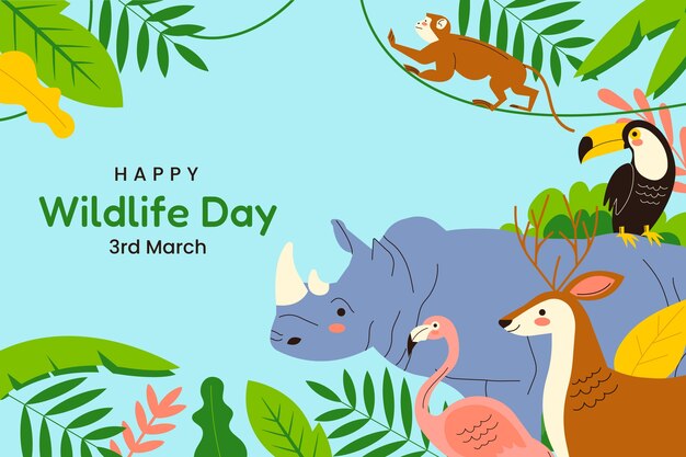 Flat background for world wildlife day