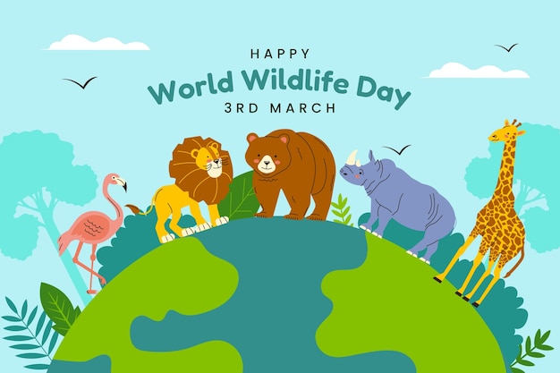 Flat background for world wildlife day