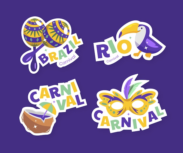 Flat badges collection for brazilian carnival celebration