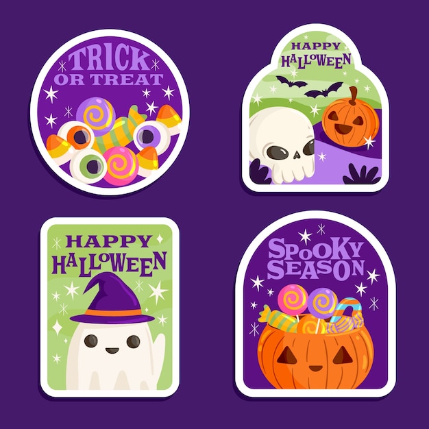 Free vector flat badges collection for halloween season