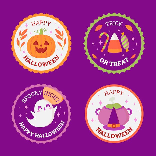 Vettore gratuito collezione di badge piatti per la stagione di halloween