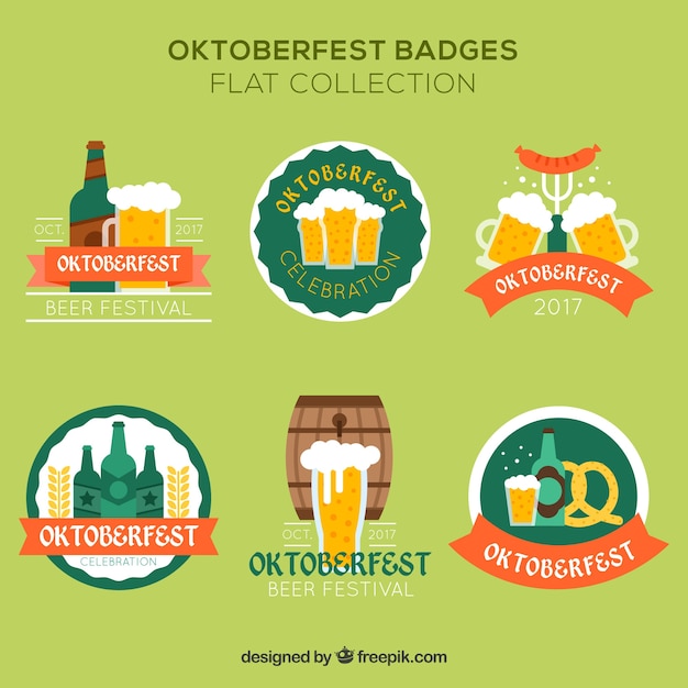 Бесплатное векторное изображение Плоские значки для oktoberfest