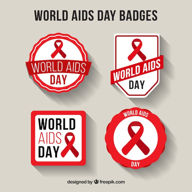 世界のエイズ日のフラットバッジ