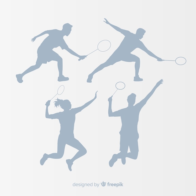 Collezione silhouette piatto giocatore di badminton