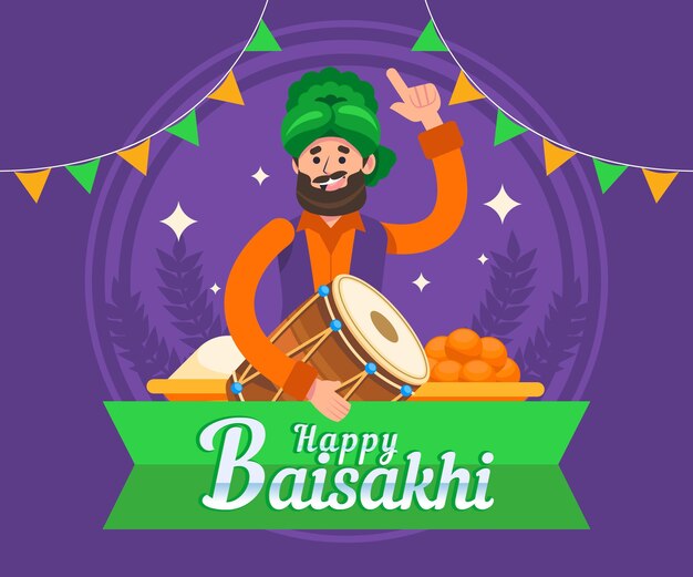 Illustrazione di baisakhi piatto