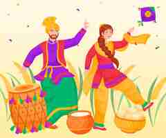 Free vector flat baisakhi illustration