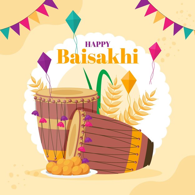 Flat baisakhi illustration