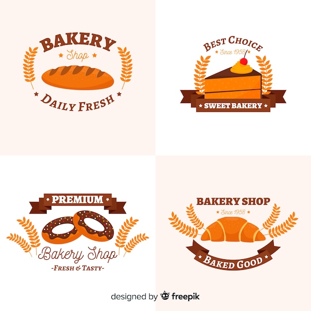 Flat bakery logo pack