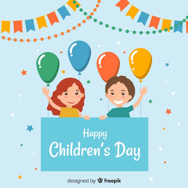 Free vector flat balloon childrens day background