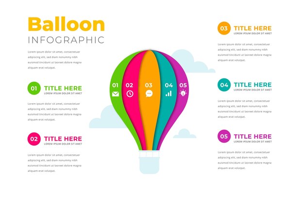 Flat balloon infographic concept