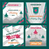 Free vector flat bangladesh victory day instagram posts collection