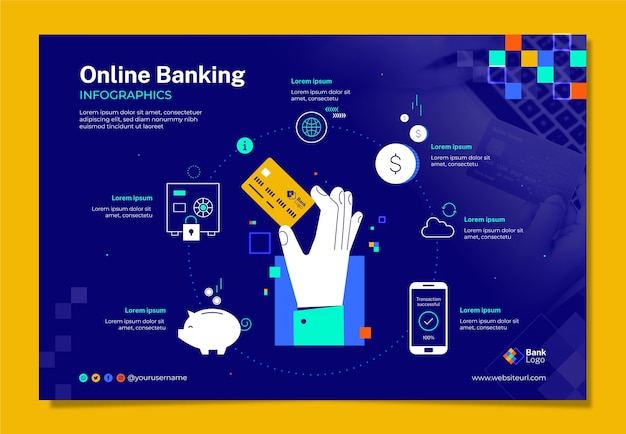 Vettore gratuito modello di infografica banca piatta e finanza