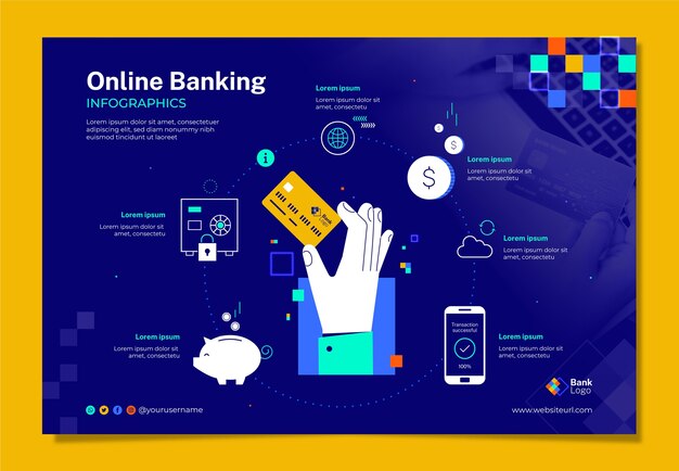 Flat bank and finance infographic template