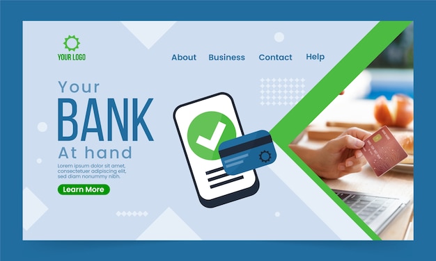 Free vector flat bank and finance landing page template