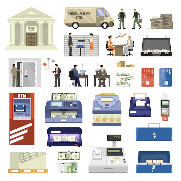 Free vector flat bank set