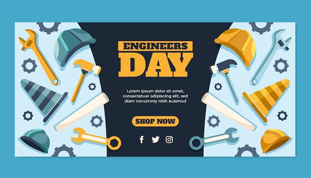 Free vector flat banner template for engineers day celebration